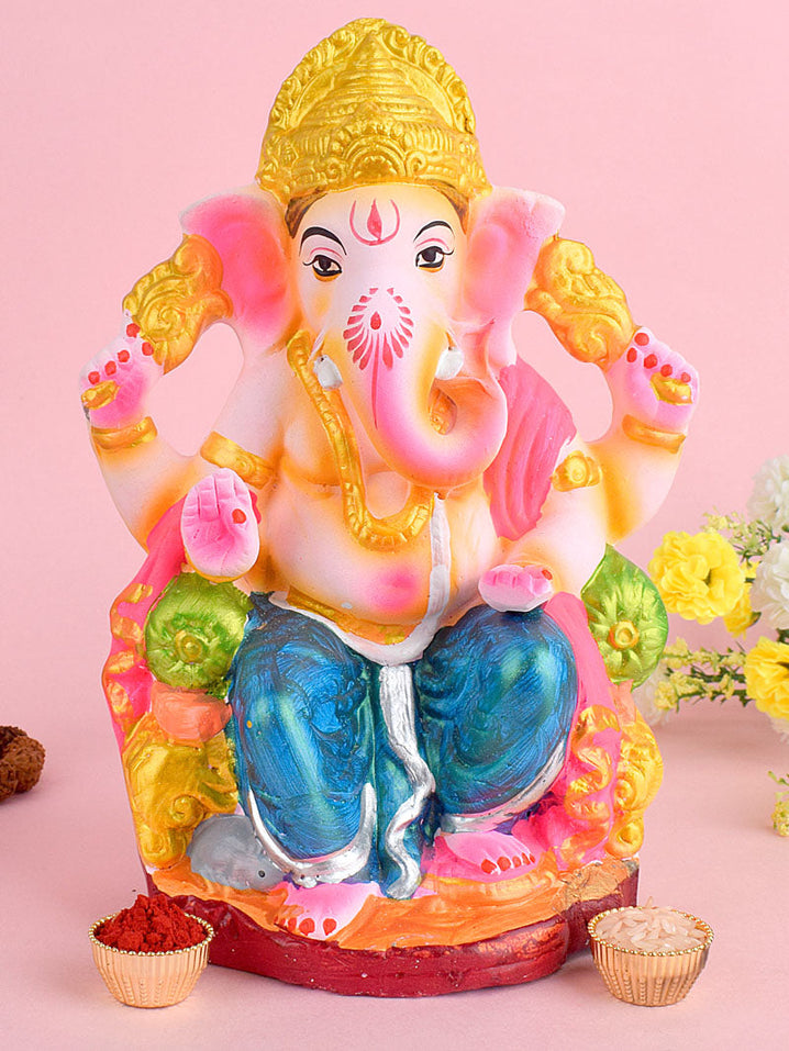 9 INCH Eco-Friendly Ganesh Ji Sitting on Shinghasan
