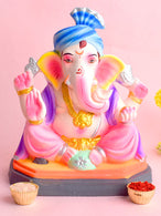 Colorful 8 INCH Eco-Friendly Ganesha Idol in Sitting Pose