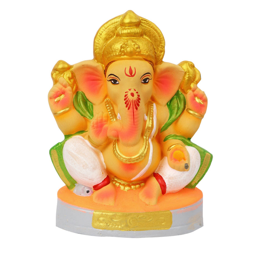7 Inch Bhuvanpati Eco-Friendly Ganesha Idol Ardha Siddhasana Pose of Ganpati