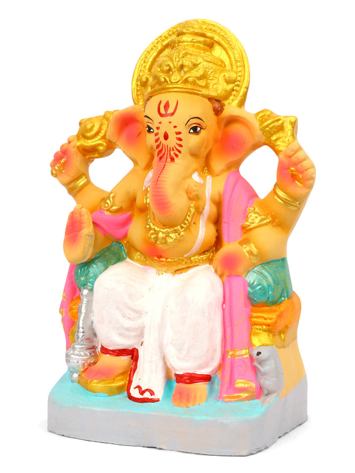 8.5 Inch Tarun Eco Friendly Ganpati Ganesha Murti in Raja Pose of Ganpati