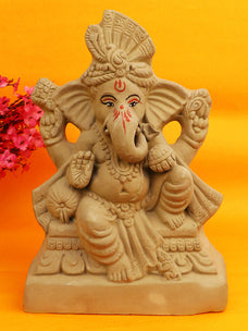 10 Inch Pramoda Eco-Friendly Ganesha Idol in Raja Position of Ganpati
