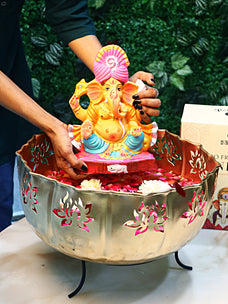 10 Inch Kripalu Eco-Friendly Ganesha Idol in Shethjii Position of Ganpati