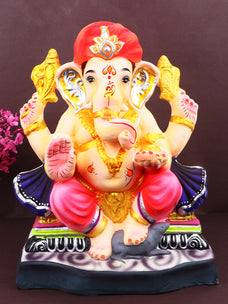 12 Vishwaraja inch Eco-Friendly Ganpati Ganesha Murti Mooshika Vahana Pose