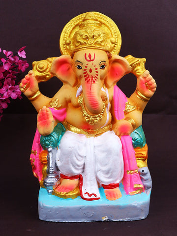 8.5 Inch Tarun Eco Friendly Ganpati Ganesha Murti in Raja Pose of Ganpati