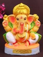 7 Inch Bhuvanpati Eco-Friendly Ganesha Idol Ardha Siddhasana Pose of Ganpati