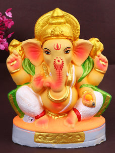7 Inch Bhuvanpati Eco-Friendly Ganesha Idol Ardha Siddhasana Pose of Ganpati