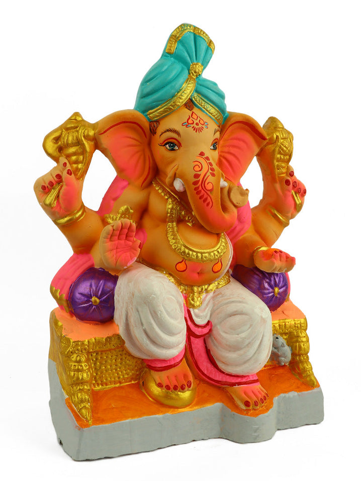 13 INCH Manomay Eco Friendly Ganesha Idol in Raja Pose of Ganpati