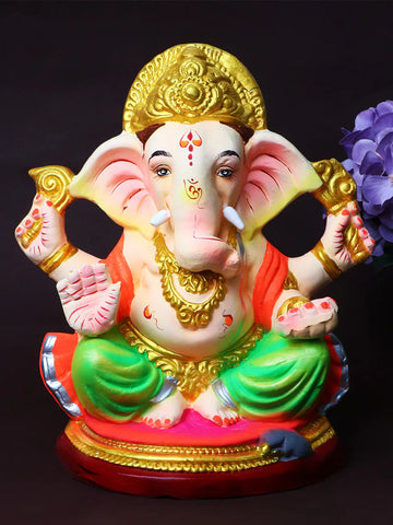 9 INCH Skandapurvaja Eco-Friendly Ganesha Idol 9 in Padmasana Pose of Ganpati