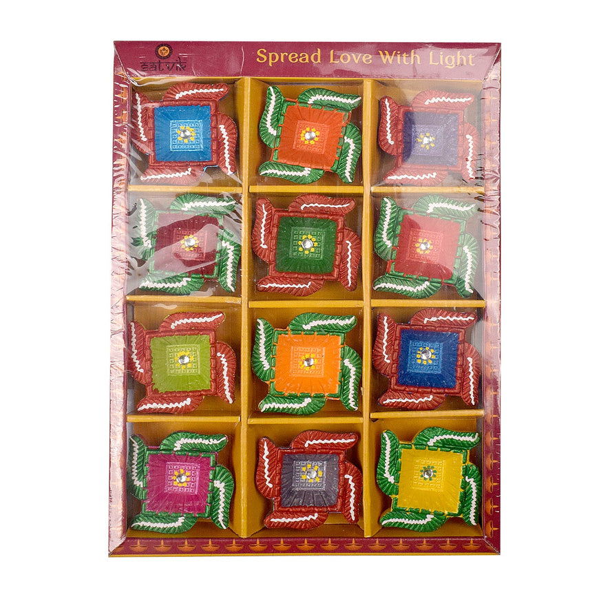 12 Pc Set of Clay Diya