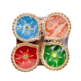 4 pc Colorful Clay Diya