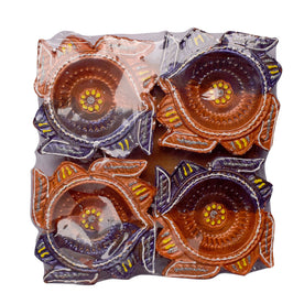 Set of 4 Beautiful Clay Diya