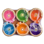 Colorful 6 Pc Clay Diya Set