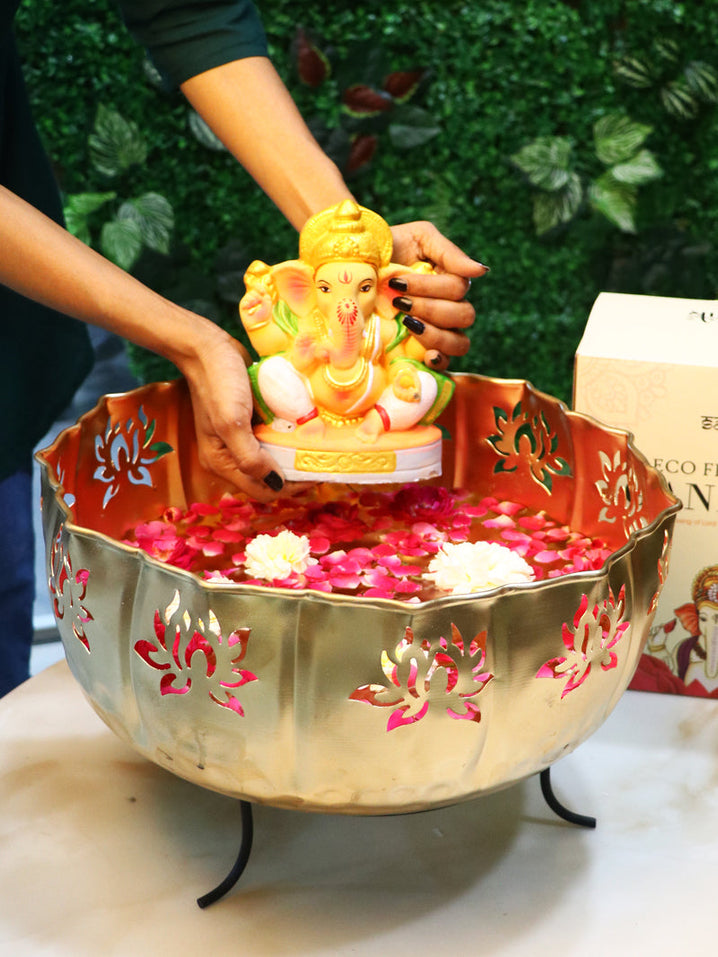 7 Inch Bhuvanpati Eco-Friendly Ganesha Idol Ardha Siddhasana Pose of Ganpati